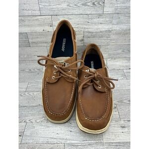 Sebago Men Brown Leather Mesh Boat Shoes 7000GE0 Size 10W Deck Shoes